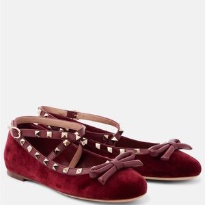 Red Velvet Valentino Rockstud Ballet Flats